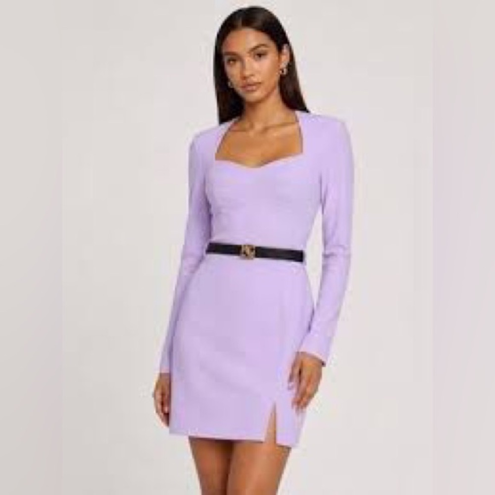BCBG Lavender Square-Neck Long Sleeve Mini Dress Size 14 NWT